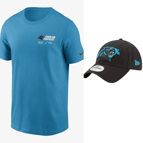 NFL Carolina Panthers Football On Field Apparel XL T-Shirt & New Era Hat Set - Picture 14 of 14